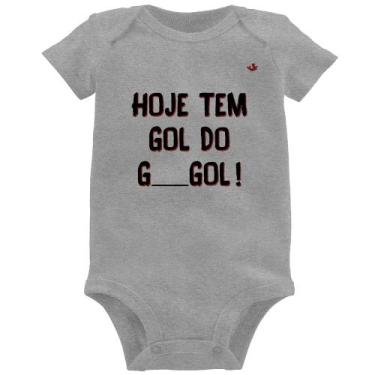 Imagem de Body Bebê Hoje tem gol do G ___ gol! - Foca na Moda, Cinza, P
