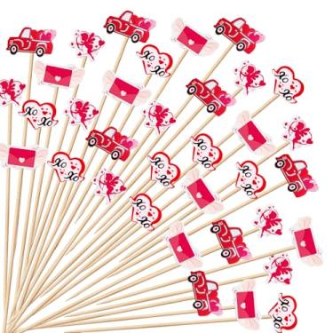 Imagem de 100 palitos de coração palitos de coquetel de dia dos namorados, palitos de bambu, aperitivos, espetos de frutas, cupcakes, palitos de coquetel para dia dos namorados, aniversário, casamento, chá de
