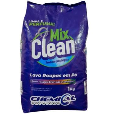Imagem de Sabão em pó lava roupas para roupas brancas e coloridas 1kg mix clean