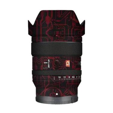Imagem de Adesivo de película de vinil para lente de câmera para Sony FE 24 mm F1.4 GM protetor de corpo inteiro anti-arranhões decalque costa FE 1.4/24 GM 24 1.4 (vermelho circuito)