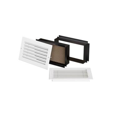 Imagem de Quietcool Zone Air Pathway (ZAP) - 35,5 cm x 20,3 cm - Caminho de retorno de ar - Ventilação de parede a parede - Serve para paredes laterais - Grade de barra linear branca - Defletor integrado para