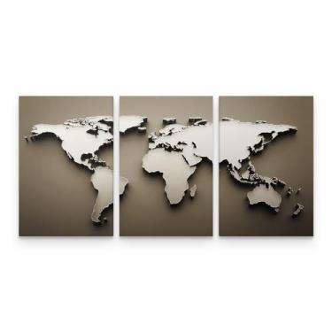 Imagem de Quadro Decorativo Mapa Mundi Estilo Militar Mosaico -  Wall Frame