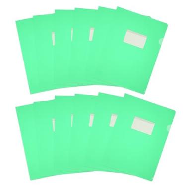 Imagem de PATIKIL Pacote com 12 pastas de plástico tipo L, pastas transparentes tamanho carta para documentos, capas de papel, pasta de projeto com bolso para escritório em casa, verde