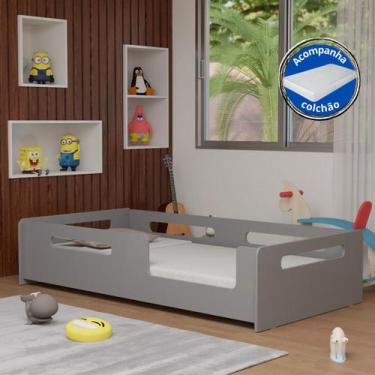 Imagem de Cama Solteiro Montessoriana Para Crianças Com Proteção Lateral em Mdf 