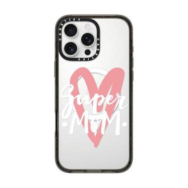 Imagem de CASETiFY Capa Impact para iPhone 16 Pro Max [2,5 m 4X proteção contra quedas de grau militar/compatível com Magsafe] - Super Mom. Dia das Mães - Preto transparente