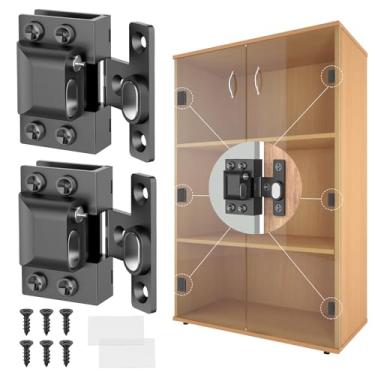 Imagem de Lipshome Dobradiças de porta de vidro para armários, aço inoxidável 304, fechamento macio hidráulico, trava magnética, para vidro de 4 a 9 mm - durável, dobradiças de vidro (4, preto)