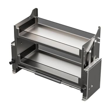 Imagem de Cesta de elevação de prateleira de cozinha, organizador de armário removível de 2 níveis, prateleira de armazenamento retrátil, adequada para armários de bar de cozinha e café, capacidade de carga 20