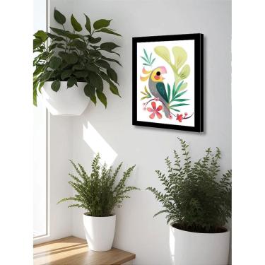 Imagem de Quadro Decorativo Calopsita Abstrata Sala Escritório + Vidro