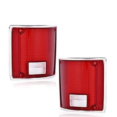 Imagem de PIT66 Conjunto de 2 lentes de luz traseira de LED do lado do motorista e do passageiro compatíveis com Chevy C10 1975-1986, 5968330, 5968329, GM2801122, GM2800122 lente vermelha