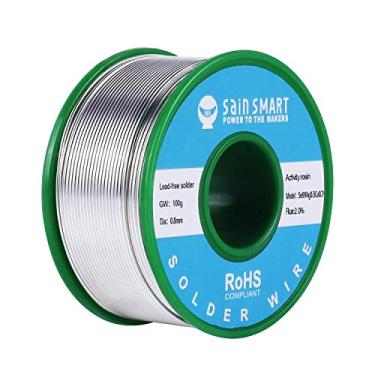 Imagem de Fio de solda SainSmart 0,8 mm sem chumbo com Rosin2 Sn97 Cu0.7 Ag0.3, solda de fio de estanho para solda elétrica (100 g)