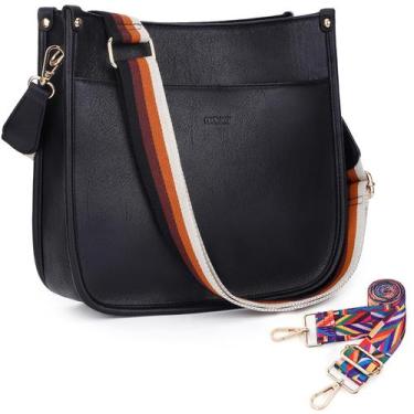 Imagem de Bolsa tiracolo HKCLUF Trendy Vegan Leather Hobo com 2 alças