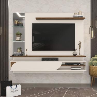 Imagem de Painel para TV até 60 Polegadas com Espelho Ravi Off White Freijó Dj Móveis 