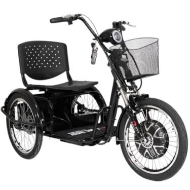 Imagem de Duos Triciclo Elétrico 800W Ré Farol e Alarme Fox Preto com Cestinha para Adultos e Crianças Mais Velhas