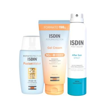 Imagem de Kit Isdin Protetor Solar Facial Fusion Water FPS 60 50ml + Protetor Solar Corporal Gel Cream FPS 50 198g + Pós-Sol Aftersun 200ml