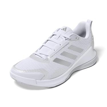 Imagem de adidas Novaflight 2 feminino para uso interno, Branco/Prata Metálico/Branco, 35