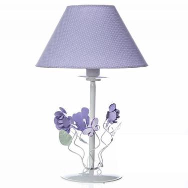 Imagem de Abajur Metal Floral Lilás Quarto Bebê Infantil Menina - Potinho de mel