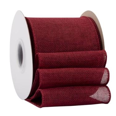 Imagem de Ribbonitlux Fita De Juta Com Arame Bordô, 10 Cm X 20 Jardas, Borda Para Embrulho Presentes, Laço Grande, Guirlanda E Decoração Árvore Natal