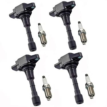 Imagem de ZPFGOA Pacote De Bobinas Ignição Uf549 E 9029, Conjunto 4 Velas Irídio, Compatível Com Nissan Infiniti, Altima Sentra, Versa, Rogue Cube Qx60 Nv200, 1.6L, 1.8L, 2.0L, 2.5L, 22448Ja00A, C1696, 5C1753