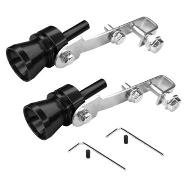 Imagem de MLAHUIER 2 Peças Mini Apito De Escapamento Turbo Para Carro, Universal Alumínio Com Silenciador Som A Maioria Dos Carros (Preto)