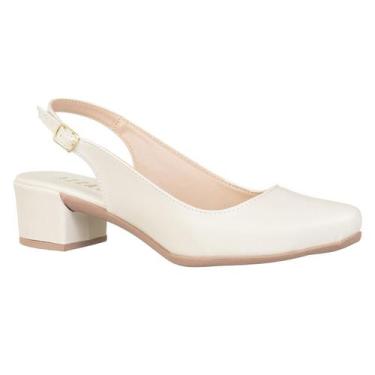 Imagem de Sapato Scarpin Feminino Bico Fino Slingback Aberto Salto Baixo Azzav, 