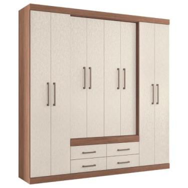 Imagem de Guarda Roupa Casal Com Espeho 8 Portas Miami Jatobá Areia - CASA H