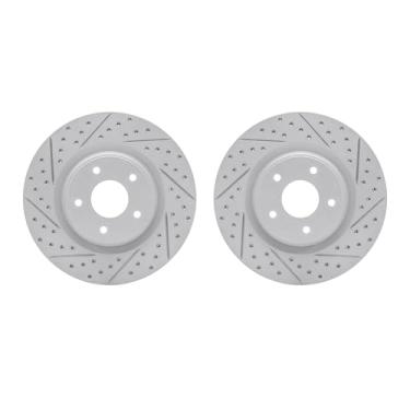 Imagem de Dynamic Friction Company Freios dianteiros e rotores | Rotores de freio com fenda perfurada| Rotores de freio a disco dianteiro| Serve para INFINITI JX35 2013; 2014-2023 INFINITI Q50; 2017-2022
