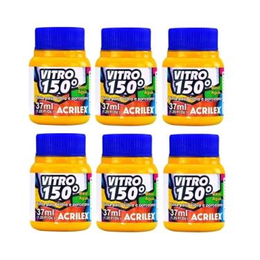 Imagem de Kit Com 6 Tintas Vitro 150º 37ml Amarelo Ouro 505 - Acrilex Para Dar Um Acabamento Vibrante E Duradouro Às Suas Peças Garantindo A Durabilidade E A Beleza Dos Seus Projetos