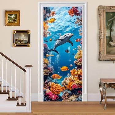 Imagem de BVBOX Adesivos de decalque de porta 3D, murais de parede de vinil autoadesivos, capas decorativas para móveis, decoração de casa, resistente a rugas, à prova d'água