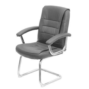 Imagem de Cadeira Escritório Locutor Osler Or Design Poliuretano Preto Base Fixa Cromada