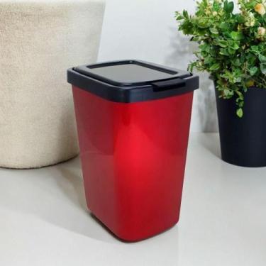 Imagem de Lixeira Cesto 9 Litros Com Tampa Click Label Praticidade E Estilo Em T