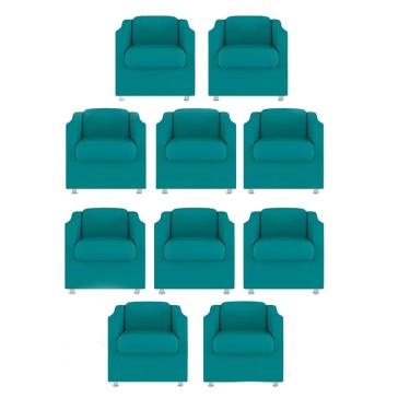 Imagem de Kit 10 Poltronas Bia Decorativa Reforçada Recepção Clinica Salão Sala De Estar Suede Azul Tifany