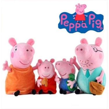 Imagem de Kit 4 Bonecos Família Peppa Pig Completa Pelúcia Musical