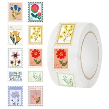 Imagem de Selos Postais Autocolantes,Adesivos Florais de Selo Postal | 500 Peças Etiquetas Florais Para Diário Bullet Para Cartão De Visita Caderno Automóvel