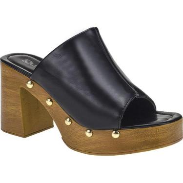 Imagem de Tamanco Feminino Salto Alto Grosso Bloco Tachas Meia Pata - LAZZLU, Pr