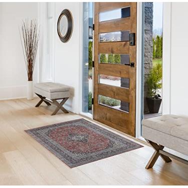 Imagem de Creative Home Ideas Tapetes de área de chenille estampados – para quarto, cozinha, sala de estar, entrada, corredor, sala de jogos – antiderrapante e lavável – 70 cm x 120 cm – padrão avelã – multicor