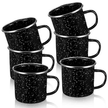 Imagem de Caneca esmaltada de 6 peças - canecas clássicas de acampamento ao ar livre, caneca de café esmaltada de 350 ml - conjunto de canecas nostálgicas premium - ideal para café da manhã cedo ou bebidas
