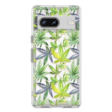 Imagem de Blingy's Capa para Google Pixel 7a, design divertido de plantas botânicas de cânhamo com design de ervas daninhas transparente de TPU macio capa transparente compatível com Google Pixel 7a (design de cânhamo)