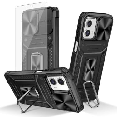 Imagem de Asuwish Capa de telefone para Motorola Moto G 5G 2023 com capa de câmera deslizante de vidro temperado protetor de tela suporte suporte robusto fino celular acessórios para celular G5G 5 G G5 feminino