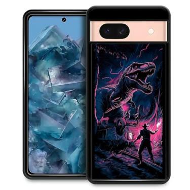 Imagem de Goodsprout Capa compatível com Google Pixel 8A, design de padrão incrível, à prova de choque, antiarranhões, capa traseira rígida de policarbonato para Google Pixel 8A Man Training Dinosaur