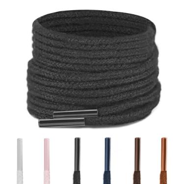 Imagem de NDTEZUGT Cadarços redondos antiderrapantes de algodão de 3 mm, cordões de substituição de cadarços sem cera de 1/20.3 cm para botas esportivas de golfe, Preto, 31"/80cm