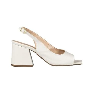 Imagem de Sandália Feminina JJOJO Cecília Peep Toe Salto Medio Grosso Moderno