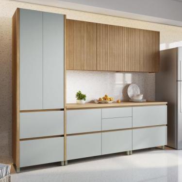 Imagem de Cozinha 5 Peças 8 Portas 7 Gavetas Ripado Rainha 100% Mdf - Nesher Móv