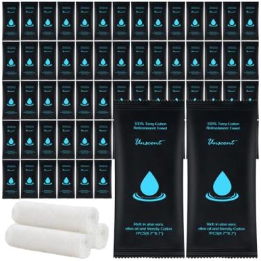 Imagem de Toalha de algodão úmida a granel toalhas úmidas embrulhadas individualmente 22 x 22 cm, toalhas brancas, toalhas refrescantes pré-umedecidas para viagem, esporte, festa, spa, dentista (1 unidade