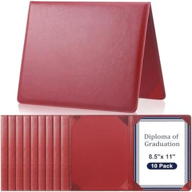 Imagem de Tenare 10 porta-certificados de couro 21 x 28 cm PU preto vermelho azul roxo capa de diploma de bacharel de bacharel pasta de prêmio profissional para concurso de graduação oficial de caridade