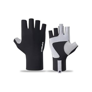 Imagem de INPAKO Luvas de pesca FPS 50+ proteção solar, proteção UV sem dedos para mulheres e homens, gancho e laço, luvas leves para pesca ao ar livre, pretas