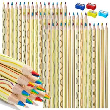 Imagem de Mr. Pen - Lápis arco-íris, pacote com 48, 7 cores em 1 lápis de cor arco-íris, lápis divertidos para crianças, suprimentos de Halloween
