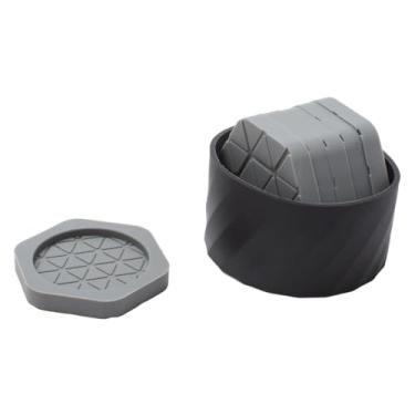 Imagem de KiBcsLic 6 peças de porta-copos para bebidas, tapetes isolantes, proteção de mesa, conjunto de porta-copos de silicone, jogo americano para cozinha, quente ou, Cinza
