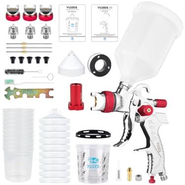 Imagem de YUZES Pistola De Pintura Hvlp Com Bicos 1,4/1,7/2,0 Mm, Fácil Usar, Para Automotiva, 10 Copos Descartáveis, Carros, Móveis, Primer E Acabamento