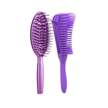 Imagem de Kit Escova Polvo + Escova Oval Desembaraçadora para Cabelos Cacheados, ondulados e Crespos (cores sortidas).