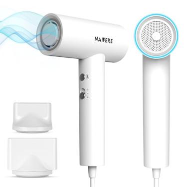 Imagem de NAIFERE Secador De Cabelo Iônico Negativo Alta Velocidade 110.000 Rpm, 1300 W, Baixo Ruído, Controle Térmico, Sopro Ajustável, 4 Temperaturas E 2 Velocidades, Portátil Para Secagem Rápida, Casa Viag